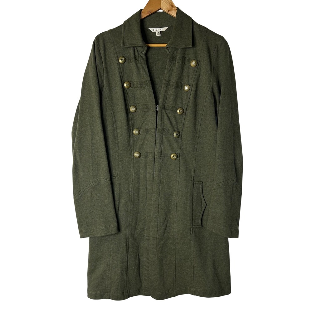Cabi‎ Coat M Cavilleri Olive Green Cotton Military Style Knit Jacket Womens